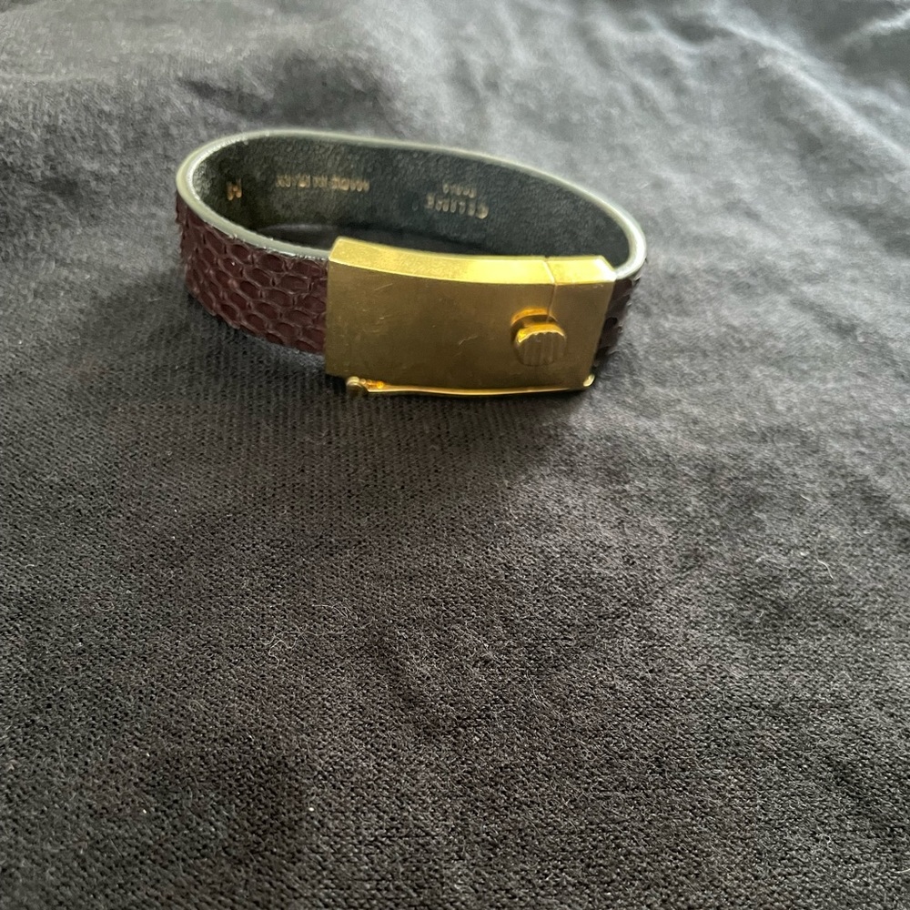 Celine Python Gold-Plated/ Brass Thin Cuff - image 6